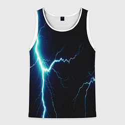 Майка-безрукавка мужская Lightning light blue, цвет: 3D-белый