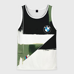 Майка-безрукавка мужская BMW логотип, цвет: 3D-белый