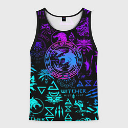 Мужская майка без рукавов Ведьмак неоновые логотипы