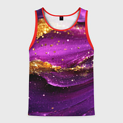 Майка-безрукавка мужская Золотистая фиолетовая текстура, цвет: 3D-красный