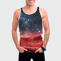 Майка-безрукавка мужская Красное блестящее полотно текстура, цвет: 3D-белый — фото 2