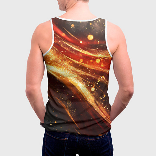 Мужская майка без рукавов Красно-золотая текстура на черном / 3D-Белый – фото 4