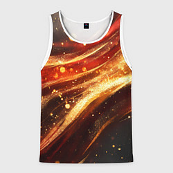 Майка-безрукавка мужская Красно-золотая текстура на черном, цвет: 3D-белый