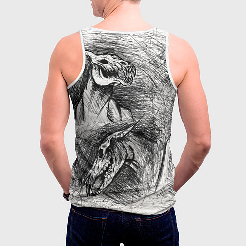 Мужская майка без рукавов Черепа лошадей / 3D-Белый – фото 4