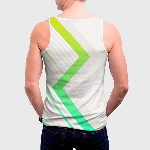 Мужская майка без рукавов Color white line green / 3D-Белый – фото 4