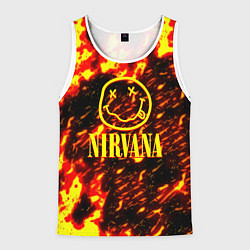 Майка-безрукавка мужская Nirvana огненное лого, цвет: 3D-белый