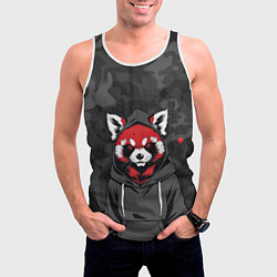 Майка-безрукавка мужская Красная панда в балахоне, цвет: 3D-белый — фото 2