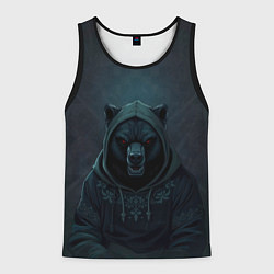 Мужская майка без рукавов Мишка в капюшоне