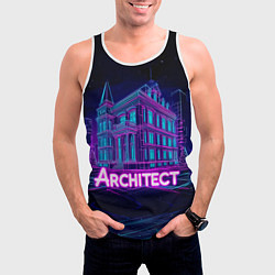 Майка-безрукавка мужская Неоновое здание Architect, цвет: 3D-белый — фото 2
