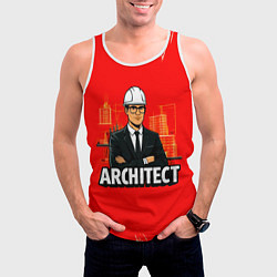 Майка-безрукавка мужская Architect на красном, цвет: 3D-белый — фото 2