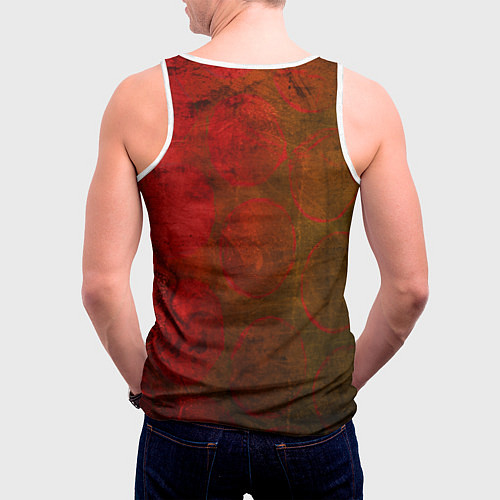 Мужская майка без рукавов Абстракция - green circles in red / 3D-Белый – фото 4