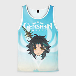 Майка-безрукавка мужская Genshin Impact - персонаж Сяо, цвет: 3D-белый