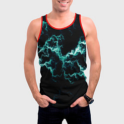 Майка-безрукавка мужская Lightning light blue glow, цвет: 3D-красный — фото 2