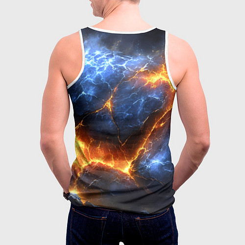 Мужская майка без рукавов Россия герб и огонь / 3D-Белый – фото 4