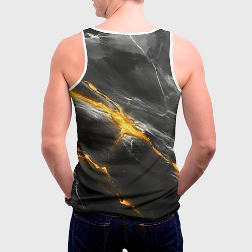 Мужская майка без рукавов Россия черно-желтый фон / 3D-Белый – фото 4