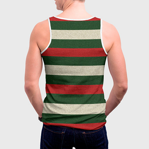 Мужская майка без рукавов Цветные лини текстура ткани / 3D-Белый – фото 4