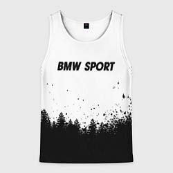 Майка-безрукавка мужская BMW черно белый лес, цвет: 3D-белый