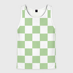 Майка-безрукавка мужская Квадраты зелёные, цвет: 3D-белый
