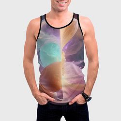 Майка-безрукавка мужская Космическая круглая абстракция, цвет: 3D-черный — фото 2