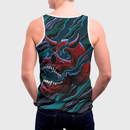 Мужская майка без рукавов Череп с рогами / 3D-Белый – фото 4