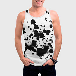 Майка-безрукавка мужская Брызги черной краски, цвет: 3D-белый — фото 2