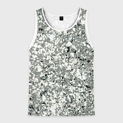 Майка-безрукавка мужская Серый абстрактный с белыми кляксами, цвет: 3D-белый