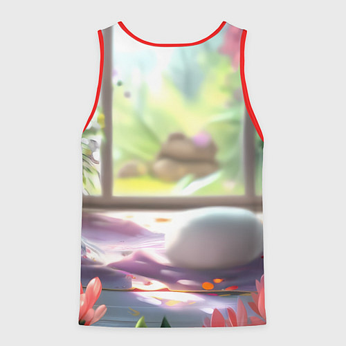 Мужская майка без рукавов Милая блондинка лежа / 3D-Красный – фото 2