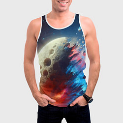 Майка-безрукавка мужская Разрыв космического тела - нейроарт, цвет: 3D-белый — фото 2