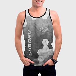 Майка-безрукавка мужская Subaru - grey gradient вертикально, цвет: 3D-черный — фото 2