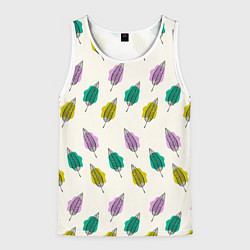 Майка-безрукавка мужская Листья на пятнах, цвет: 3D-белый