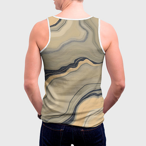 Мужская майка без рукавов Песочный мрамор / 3D-Белый – фото 4