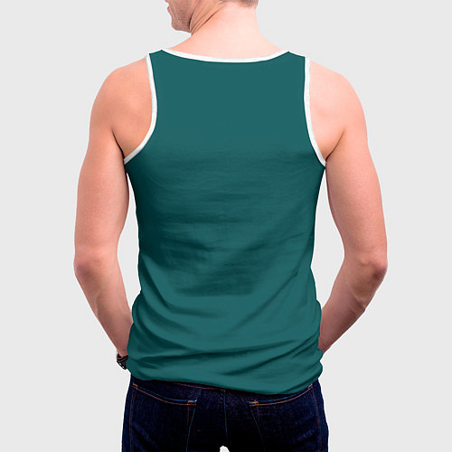 Мужская майка без рукавов Логотип BMW на зелёном фоне / 3D-Белый – фото 4