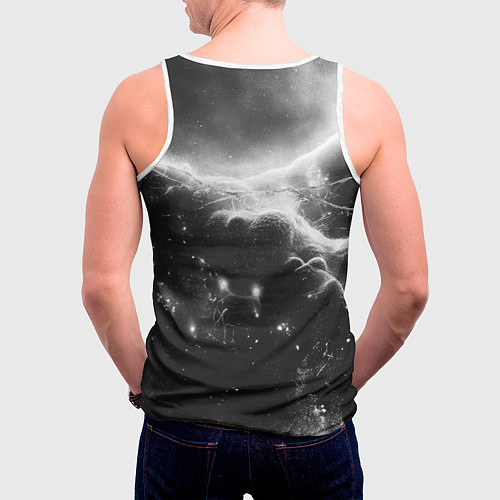 Мужская майка без рукавов ACDC металлический лого черно-белая текстура / 3D-Белый – фото 4