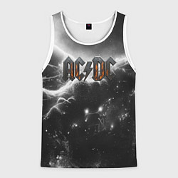 Майка-безрукавка мужская ACDC металлический лого черно-белая текстура, цвет: 3D-белый