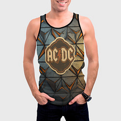 Майка-безрукавка мужская ACDC винтажный логотип, цвет: 3D-черный — фото 2