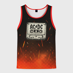 Майка-безрукавка мужская ACDC лого на кассете, цвет: 3D-красный