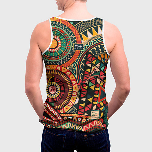 Мужская майка без рукавов Цветной самурай / 3D-Белый – фото 4