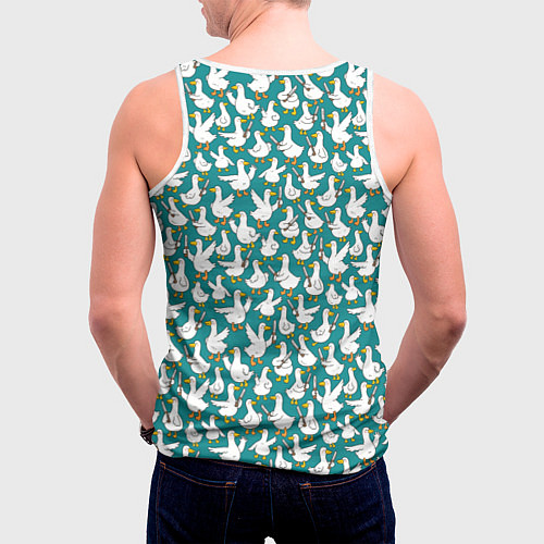 Мужская майка без рукавов Злой гусь узор / 3D-Белый – фото 4