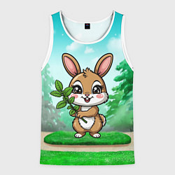 Мужская майка без рукавов Зайчик с мятой