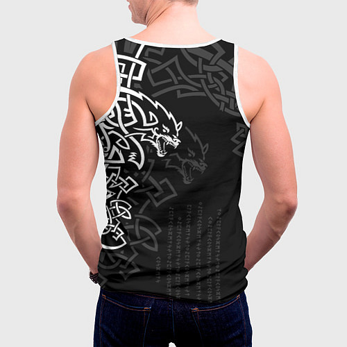 Мужская майка без рукавов Волки верные спутники Одина / 3D-Белый – фото 4