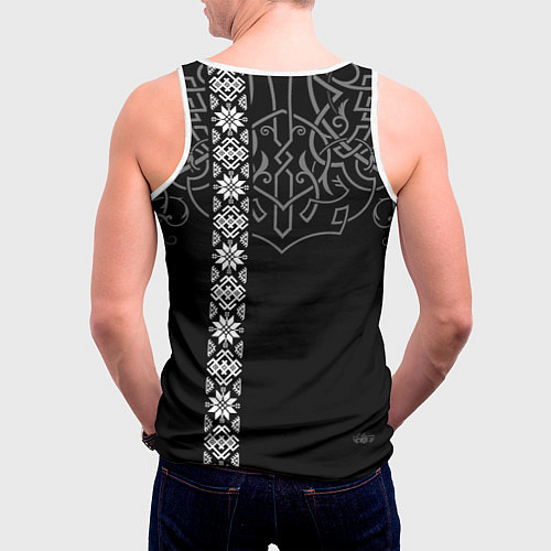 Мужская майка без рукавов Славянские символы традиции народа / 3D-Белый – фото 4