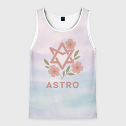 Майка-безрукавка мужская Astro логотип с цветочками, цвет: 3D-белый
