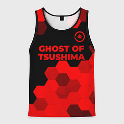 Мужская майка без рукавов Ghost of Tsushima - red gradient посередине