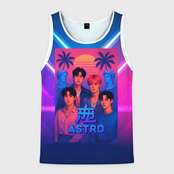 Майка-безрукавка мужская Astro retro rave 80, цвет: 3D-белый