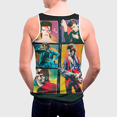 Мужская майка без рукавов David Bowie vintage collage / 3D-Белый – фото 4
