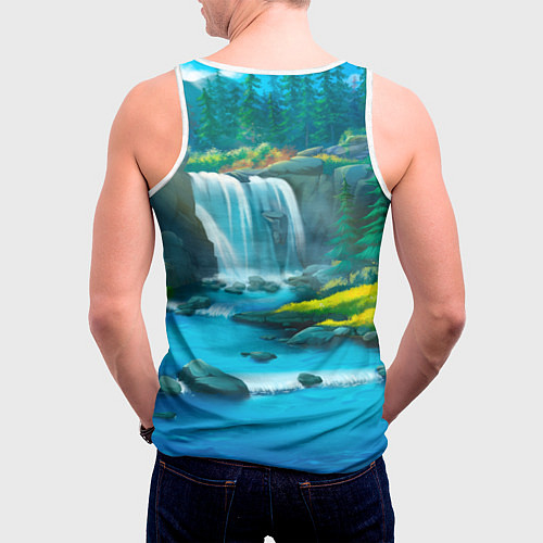 Мужская майка без рукавов Билли Айлиш на фоне природы / 3D-Белый – фото 4