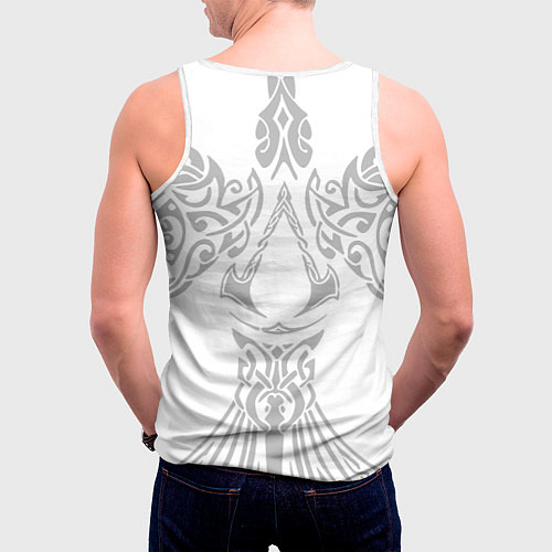 Мужская майка без рукавов Ассасин Крид - узор ворон / 3D-Белый – фото 4