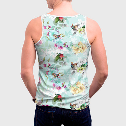 Мужская майка без рукавов Билли Айлиш на фоне цветов / 3D-Белый – фото 4