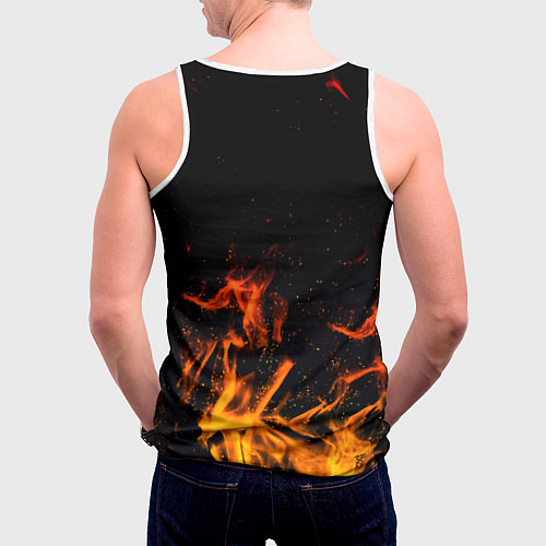 Мужская майка без рукавов Monster energy orange fire / 3D-Белый – фото 4