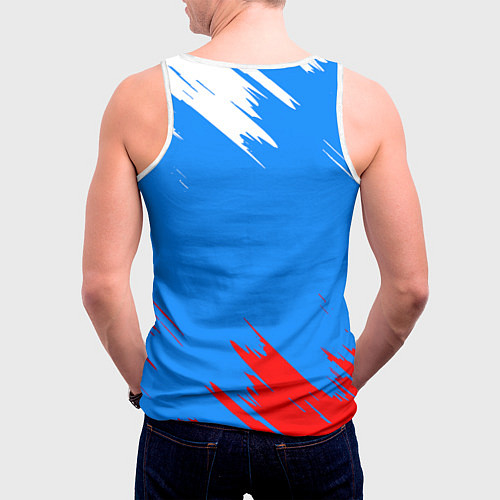Мужская майка без рукавов Патриот Россия - флаг / 3D-Белый – фото 4